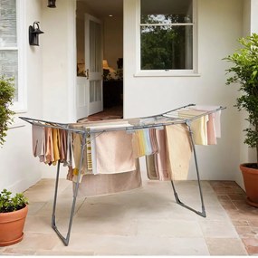 Estendal para roupa dobrável 56,5 x 173 x 96,5 cm cinzento