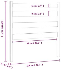 Cabeceira de cama 106x4x100 cm pinho maciço castanho mel