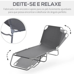 Espreguiçadeira Dobrável Espreguiçadeira de Jardim com Encosto Ajustáv