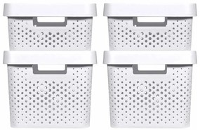 427238 Curver Caixas de arrumação c/ tampa Infinity 4 pcs 11L+17L branco