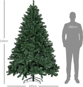 Árvore de Natal Artificial, 145 x 145 x 210 cm, Suporte Metálico Estável, Verde