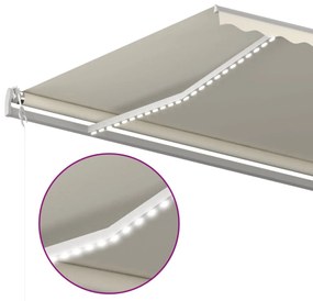 Toldo automático com LED e sensor de vento 600x350 cm creme