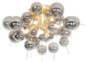 Candeeiro de teto design latão com vidro fumê 4 luzes - Explode Design