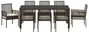 Conjunto de Jantar de Jardim de 9 Peças Marrom em Rattan Sintético