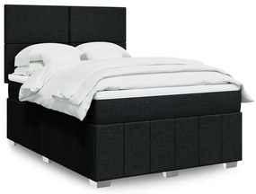 Cama com molas/colchão 140x200 cm tecido preto