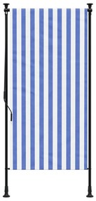 Estore de rolo para exterior 100x270cm tecido/aço azul e branco