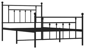 Estrutura de cama com cabeceira e pés 100x200 cm metal preto