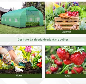 Estufa Tipo Túnel de Jardim 600x300x200cm para Cultivo de Plantas Verd