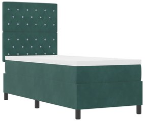 Cama Box Spring com Colchão Verde Escuro 80x200 cm Veludo