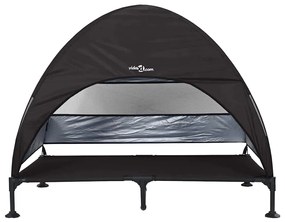 Cama Elevada para Cachorro com Toldo Removível Preto XL Aço