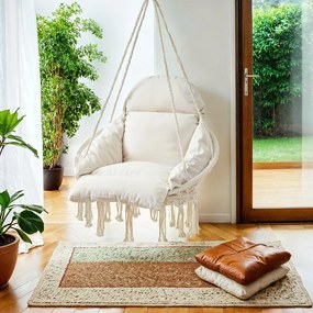 Cadeira suspensa jardim, varanda, suporta até 120 kg branca