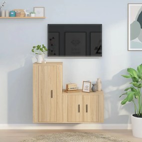 vidaXL 2pcs conjunto móveis de TV derivados de madeira carvalho sonoma