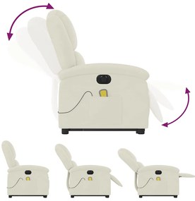 Poltrona massagens reclinável elevatória elétrica veludo creme