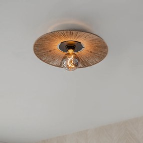 Candeeiro de teto rústico preto com corda - Sacha