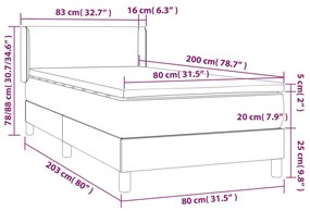 Cama com molas/colchão 80x200 cm veludo cinza-claro