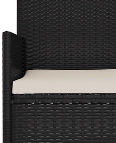 4 pcs conjunto lounge de jardim c/ almofadões vime PE preto