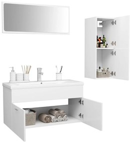 Conjunto de móveis de casa de banho derivados de madeira branco