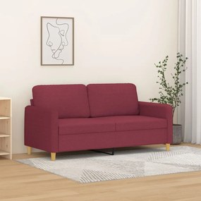 vidaXL Sofá de 2 lugares tecido 140 cm vermelho tinto