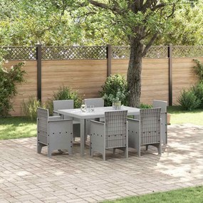 vidaXL Conjunto de Jantar de Jardim com 7 Peças Cinza Claro em Rattan Sintético