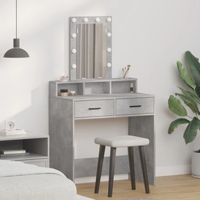 mesa de maquilhagem vidaXL com luzes LED cinza de betão 79x41x140 cm