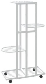Suporte vasos c/ 4 prateleiras e rodas 44x23x80 cm ferro branco