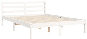 Estrutura de cama de casal c/ cabeceira madeira maciça branco