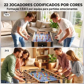 Matraquilhos de Mesa 89 cm com 22 Jogadores, 2 Bolas, 2 Marcadores e Pegas Antiderrapantes 89x61,5x70 cm Azul Arroxeado