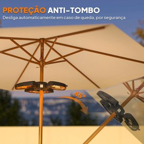 Aquecedor por Infravermelhos para Chapéu de Sol 2400W Aquecedor Exterior Elétrico de Alumínio com 3 Níveis de Aquecimento Ø55x8 cm Preto
