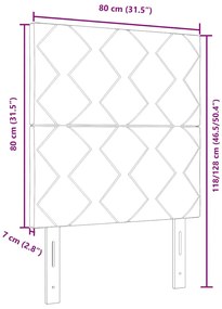 Cabeceira LED Blocos de Diamante Cinza Claro 80 cm de Veludo