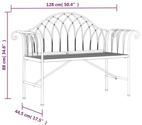 Banco de jardim de 2 lugares 128 cm aço preto