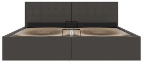 Estrutura de cama hidráulica 180x200 cm tecido cinzento-escuro