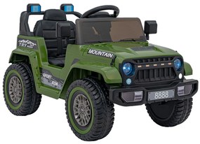 Carro elétrico para Crianças Off Road MOUNTAIN 12V Rodas Espuma EVA, Assento Couro ecológico Verde