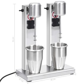 Misturador para batidos com copos duplos aço inoxidável 2 L