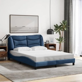 Estrutura de cama sem colchão 140x200 cm tecido azul