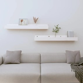 823590 vidaXL Prateleiras de parede 2 pcs 80x12x9 cm pinho maciço branco