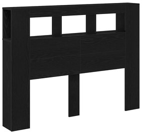 Cabeceira LED vidaXL Carvalho Preto 140x18,5x40 cm Madeira de Engenhar