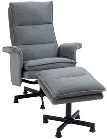HOMCOM Poltrona Relax com Massagem e Apoio para os Pés Poltrona de Massagem Estofada em Linho com Controlo Remoto e 8 Áreas de Massagem Carga Máxima 120kg 78x81x99cm Cinza
