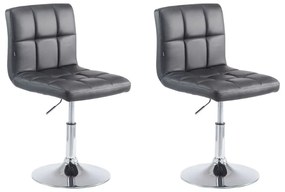 Conjunto de 2 bancos altos Palma V2 em couro sintético 74-88 x 44 x 49 cm Preto