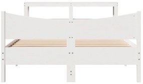 Estrutura de cama c/ cabeceira 150x200 cm pinho maciço branco