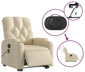 Poltrona elétrica elevatória massagens tecido creme