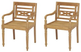 vidaXL Cadeiras Batávia 2 pcs madeira teca maciça