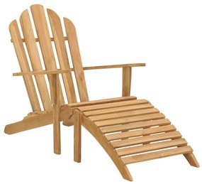 vidaXL Cadeira Adirondack c/ apoio pés madeira de teca maciça