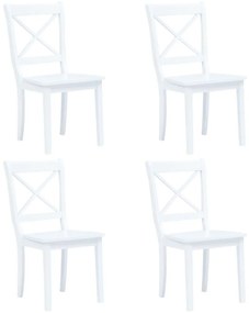 247357 vidaXL Cadeiras de jantar 4 pcs seringueira maciça branco