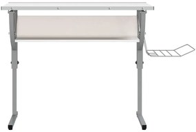 Secretária 110x53x(58-87) cm derivados madeira/aço branco/cinza