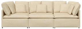 Sofá modular com almofadas tecido creme