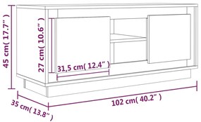 Móvel de TV 102x35x45cm madeira processada branco brilhante