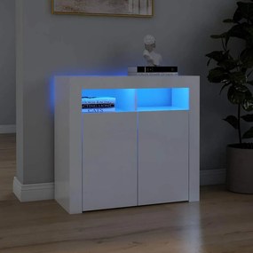Aparador com luzes LED 80x35x75 cm branco brilhante