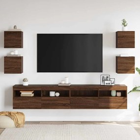 Móveis de TV de parede 4pcs 30,5x30x30 cm cor carvalho castanho