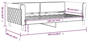 Sofá-cama 90x190 cm veludo cinzento-claro