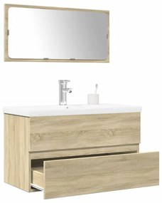 vidaXL 3 pcs conj. móveis casa banho derivados madeira carvalho sonoma